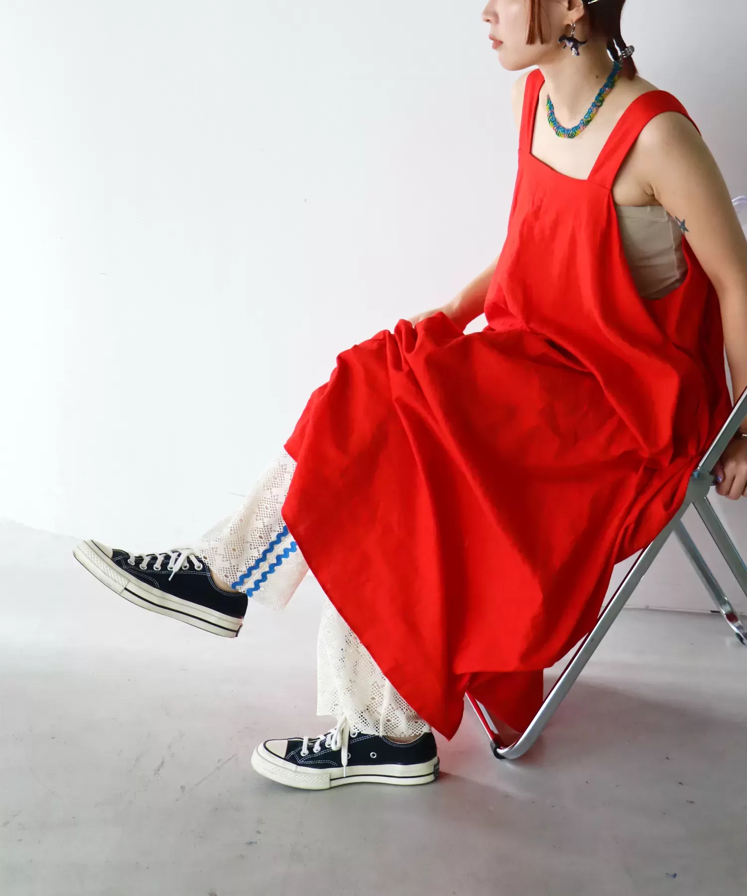 なみなみサイドライン レース イージーパンツ